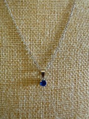 Silver Necklace with Blue Gemstone Pendant - Women's Jewelry